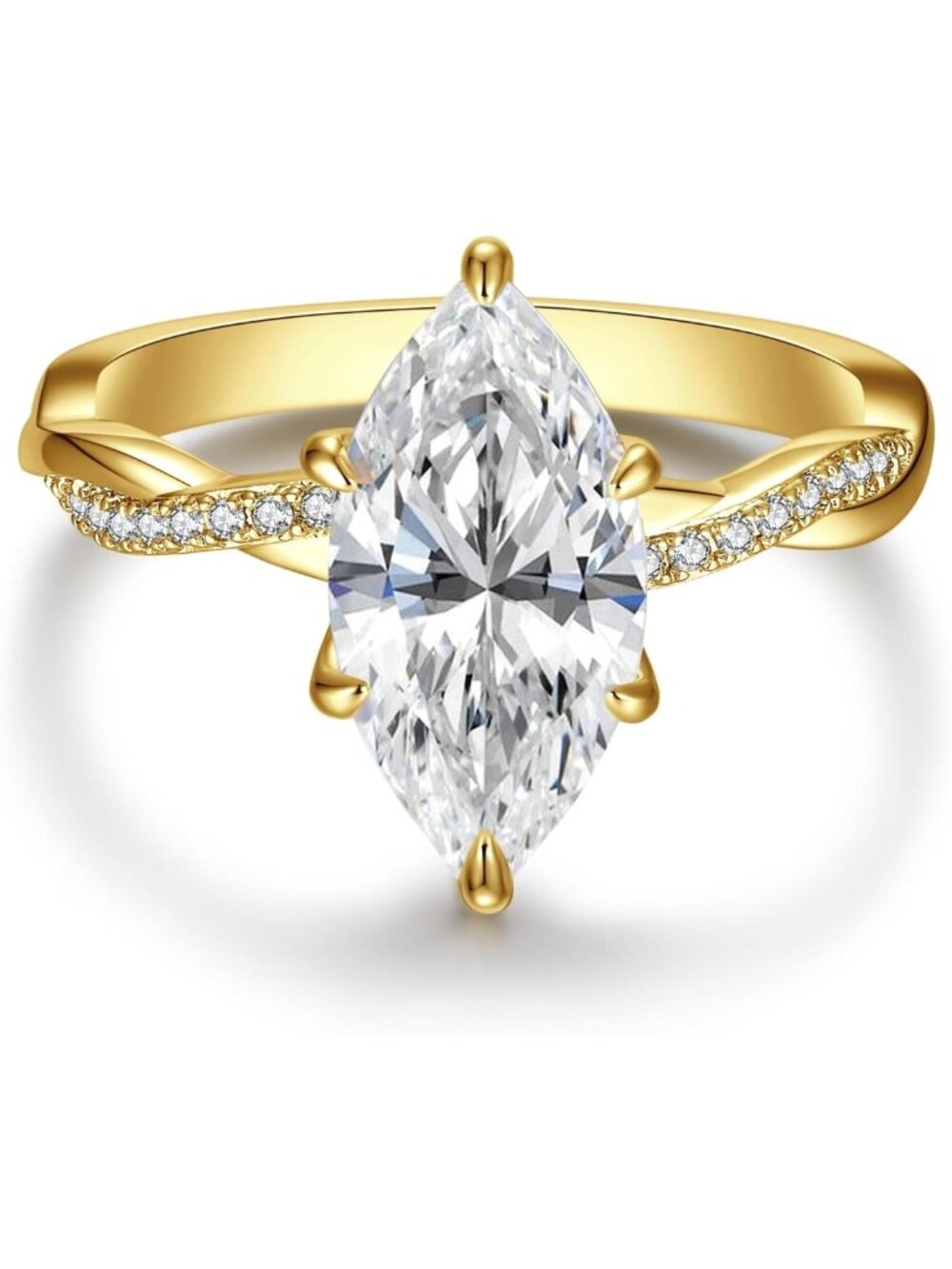Stunning 3.5CT Marquise Cut Engagement Ring, Infinity Twisted Wedding Band, Size